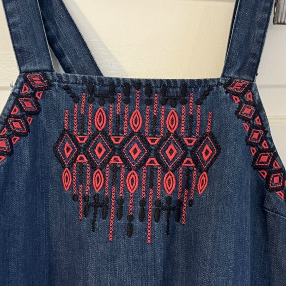 Blank NYC Embroidered Denim Boho Cropped Tank / Halter Top - Large - Picture 6 of 9